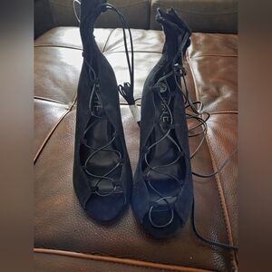 Raye Black Lace-Up Women's Heels 5.5